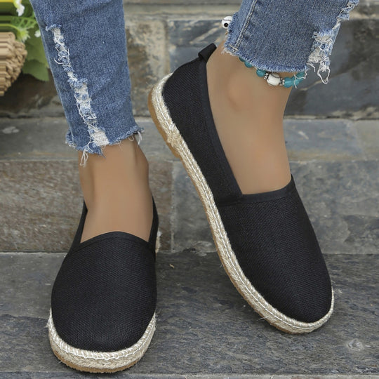 Damen bequeme Slip-Ons mit jute Details EB