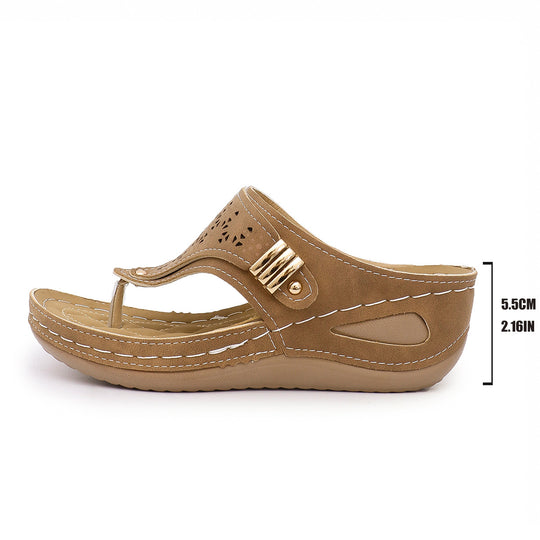 Damen Komfortable Zehentrenner-Sandalen mit modischem Verzierungsdetail EB