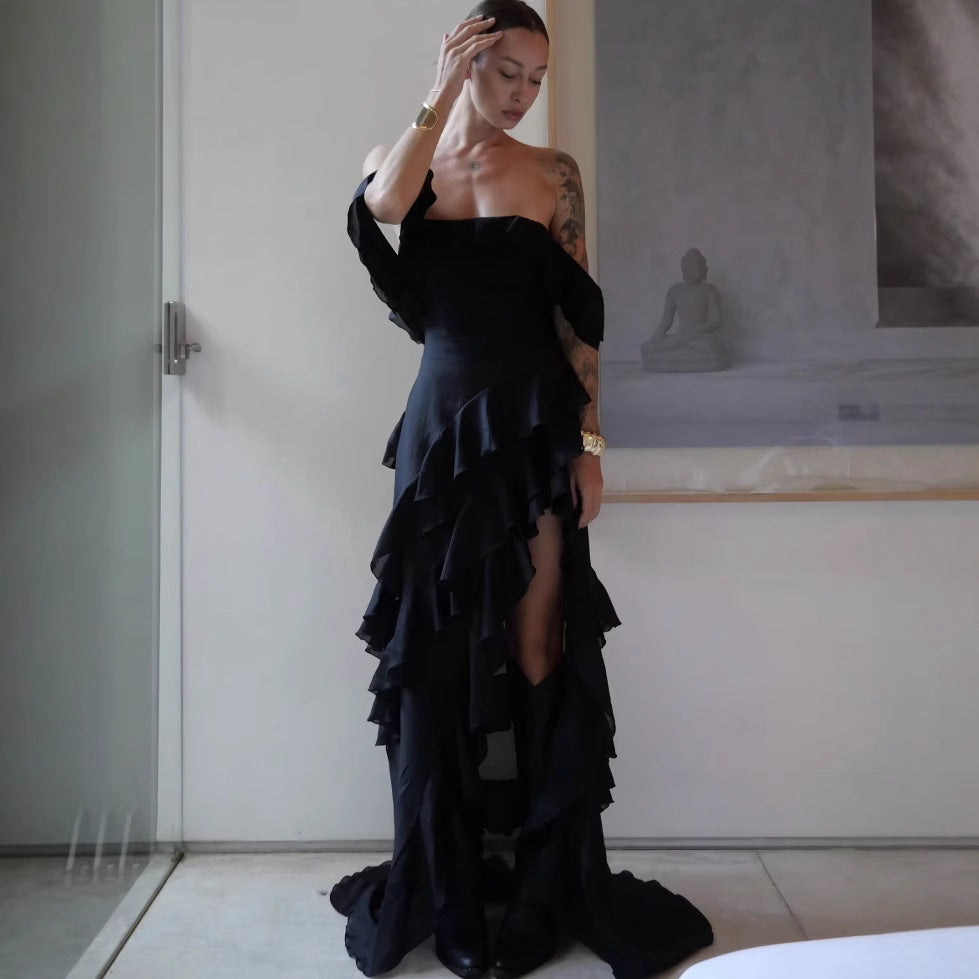 Damen Voluminöses Rüschensommerkleid EB