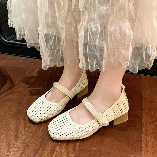 Damen elegante Ballerinas mit strapazierfähigem Netzdesign und modischer Schnalle EB