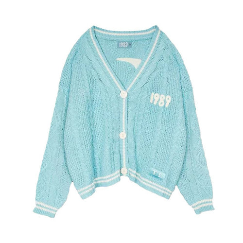 Damen modischer Strickcardigan mit V-Ausschnitt und Branding EB