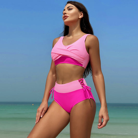 Damen Hochgeschnittener Bikini mit verstellbaren Trägern EB