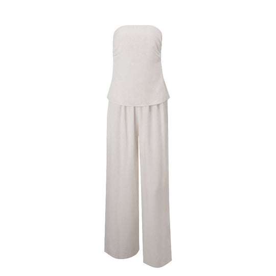 Damen Elegantes Zweiteiliges Set aus Leinen EB