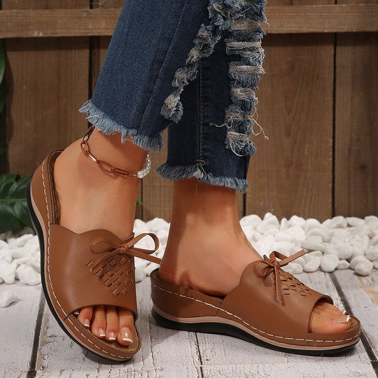 Damen Riemchen-Sandalen mit geflochtenem Design und komfortablem Fußbett EB