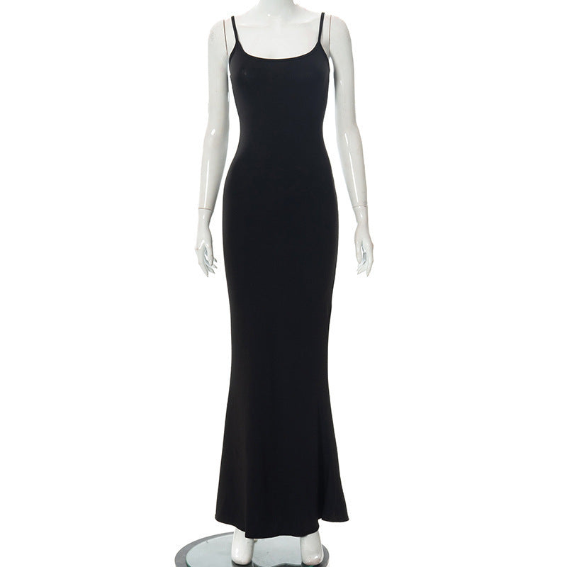 Damen Elegantes Maxikleid mit Spaghettiträgern und fließendem Schnitt EB