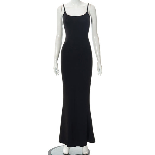 Damen Elegantes Maxikleid mit Spaghettiträgern und fließendem Schnitt EB
