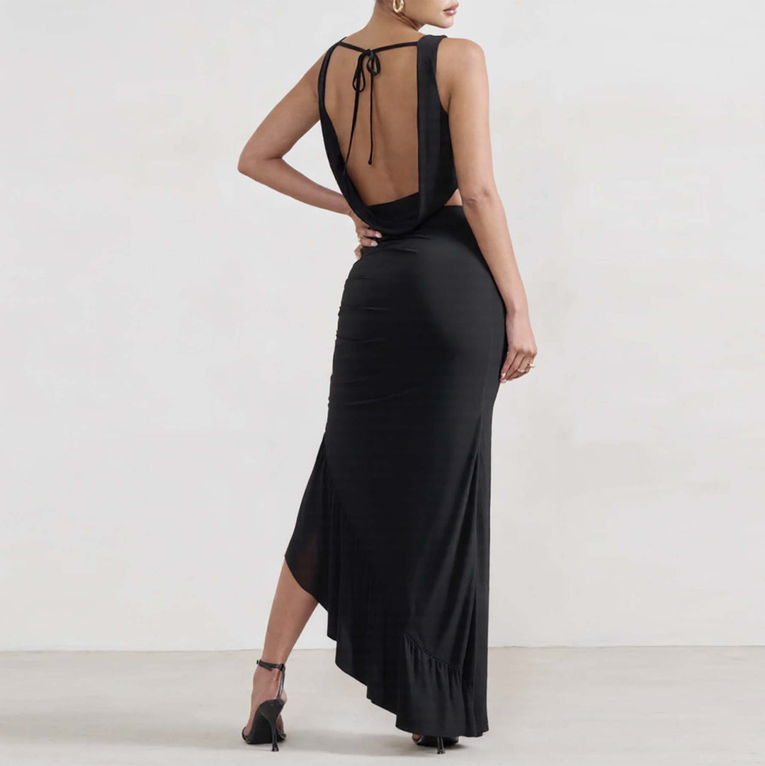 Damen Elegantes Crop-Top und Maxi-Rock Set mit hohem Schlitz EB