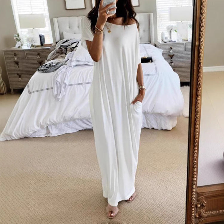 Damen lässiges Maxi-Überkleid mit weitem Schnitt und praktischen Taschen EB