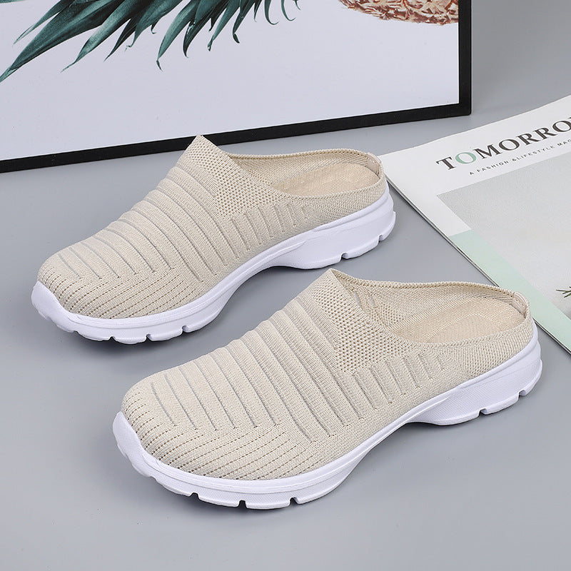 Damen nan gestrickter Schlupf-Clog mit stoßdämpfender EVA-Zwischensohle und ergonomischer Fersenstütze EB
