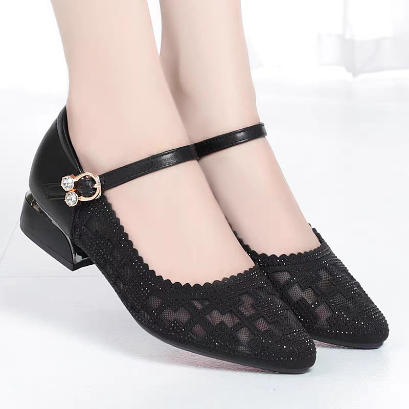 Damen elegante Mary Jane Ballerinas mit modischem Riemen und bequemer Sohle EB
