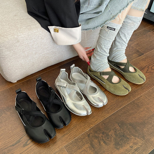 Damen Sportliche Ballerinas mit flexiblem Riemchen und atmungsaktivem Obermaterial EB