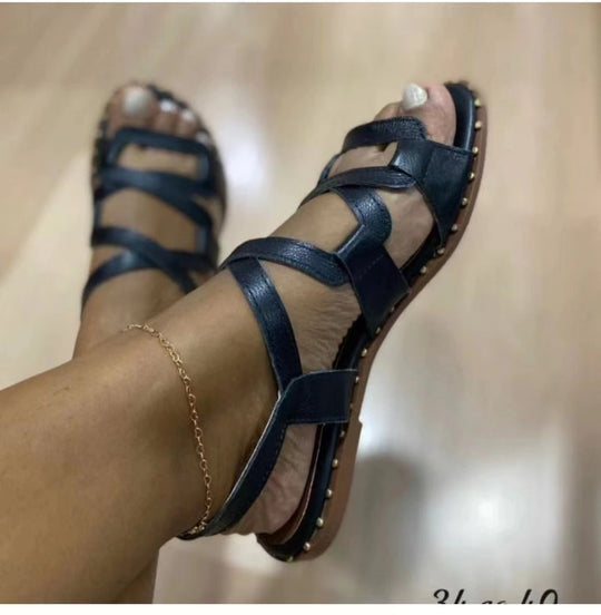 Damen farbenfrohe Sandalen mit flexiblen Riemen EB