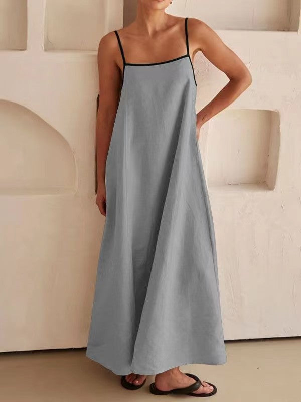 Damen luftiges Maxikleid mit feinen Trägern und elegantem Schnitt EB