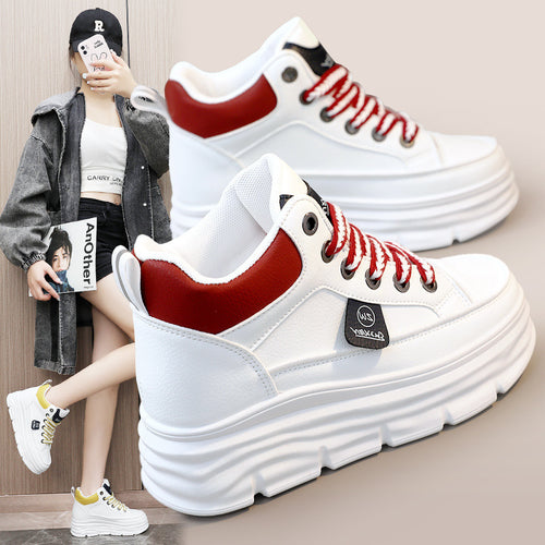 Damen Plattform Sneakers mit trendigem Farbdesign und extrakompakter Sohle EB