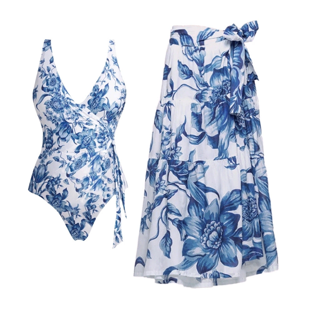 Damen Hoch tailliertes Bikiniset mit floralem Design EB