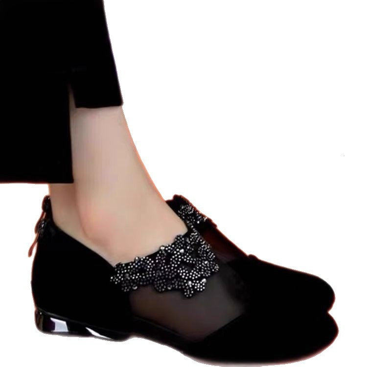 Damen Elegante Ballerinas mit floralem Design und durchscheinendem Einsatz EB