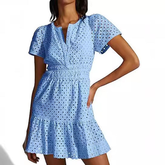 Damen Sommerkleid im romantischen Broderie Anglaise Stil EB