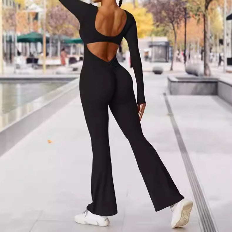 Damen Sportlicher Langarm-Jumpsuit mit figurbetontem Schnitt EB