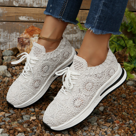 Damen  gestrickte Slip-On Plateau-Sneaker mit atmungsaktivem Obermaterial und gepolstertem Komfortfußbett EB
