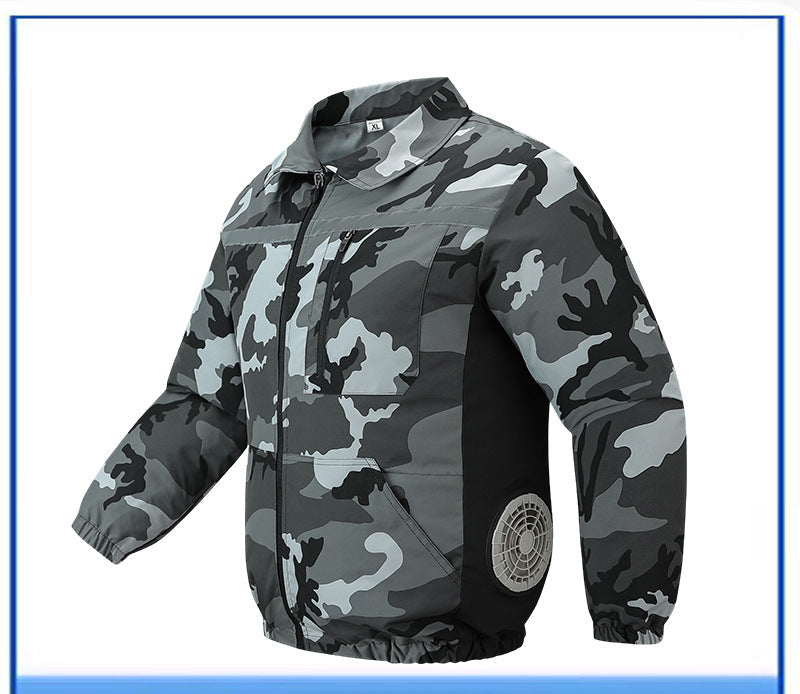 Unisex nan ventilated work cooling jacket with side vent inserts, removable battery compartment and reflective inserts EB