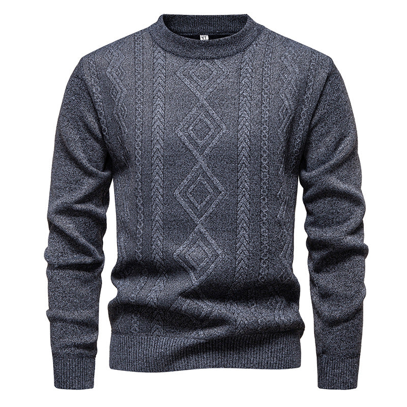 Herren nan gestrickter Rundhalspullover mit Rautenmuster und feinem Strukturstrick EB