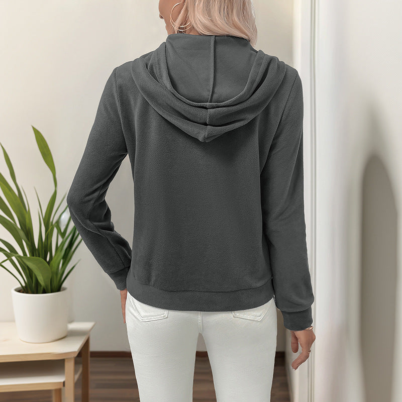 Damen lässiger Kapuzenpullover mit dekorativen Akzenten EB