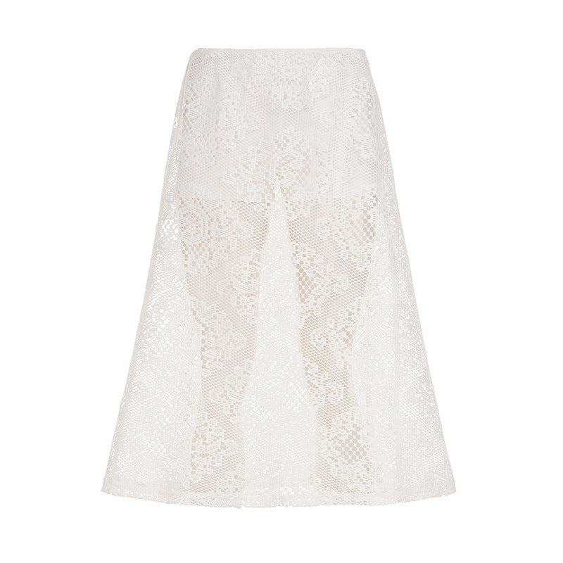 Damen Maxi-Rock aus exquisitem Spitzengewebe mit seitlichem Schlitz EB