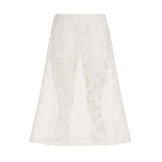 Damen Maxi-Rock aus exquisitem Spitzengewebe mit seitlichem Schlitz EB
