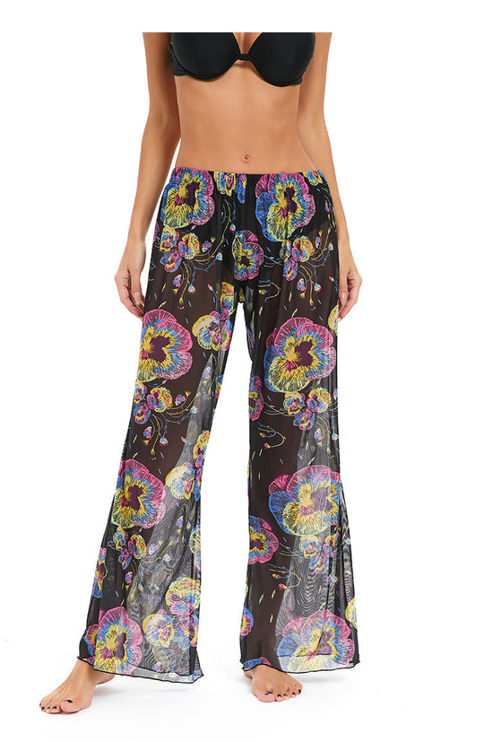 Damen Leggings aus luftiger, transparenter Stoffqualität mit exotischem Muster EB