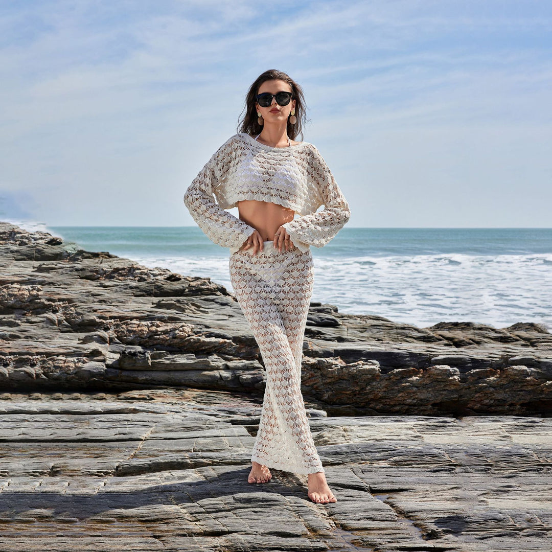 Damen Häkel-Set mit Crop-Top und Maxi-Rock EB