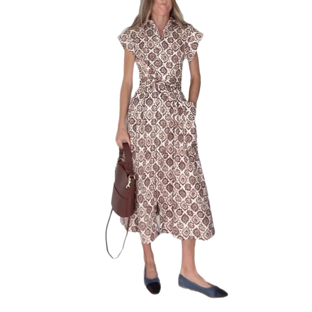 Damen Maxikleid mit elegantem Blütenmuster und raffiniertem Taillenzug EB