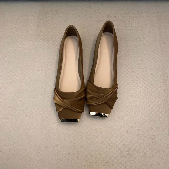 Damen Ballerinas mit eleganter Drapierung und glänzender Schuhspitze EB