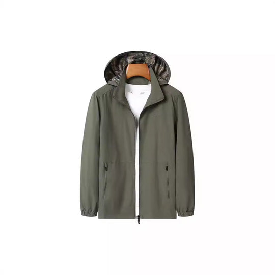 Herren Leichte Wind- und Wasserabweisende Kapuzenjacke mit Camouflage-Innenfutter EB