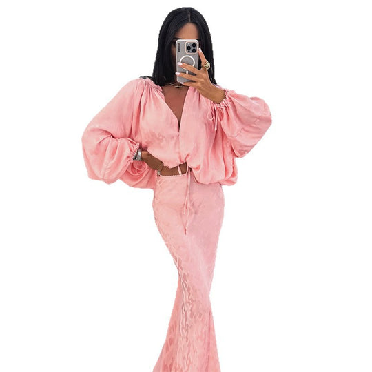 Damen Elegantes und luftiges Ensemble mit voluminösen Ärmeln EB