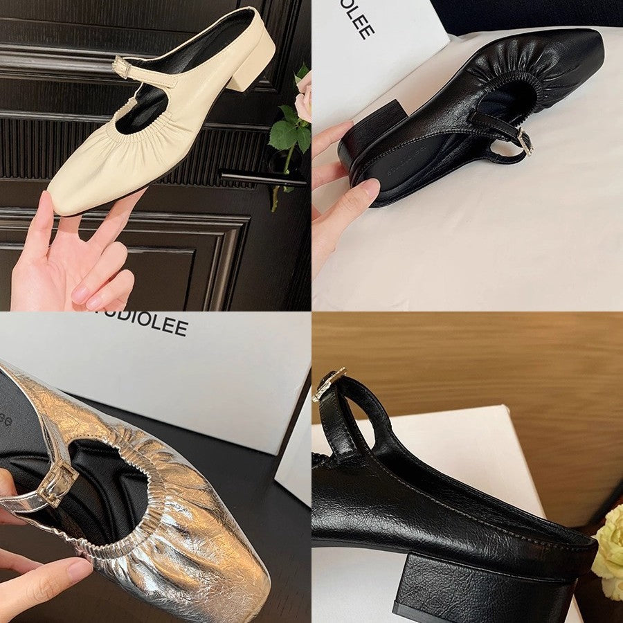 Damen elegante Slingback-Ballerinas mit modischem Rüschendesign EB