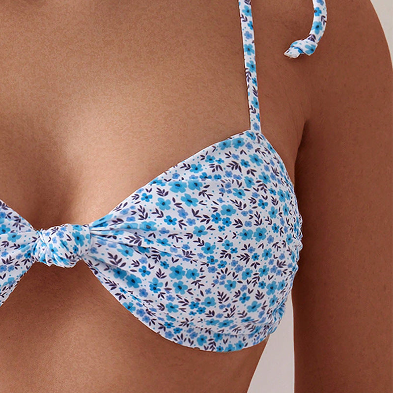 Damen Hochgeschnittener Bikini mit floralem Design EB