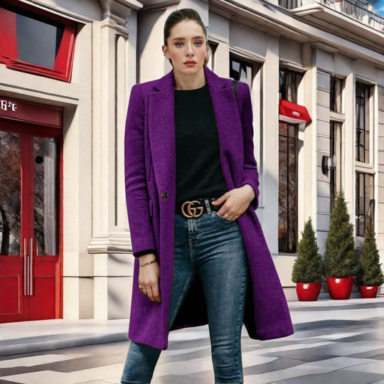 Damen Eleganter Woll-Übermantel mit tailliertem Schnitt EB