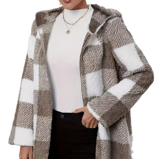 Damen Teddyjacke im modernen Karomuster EB