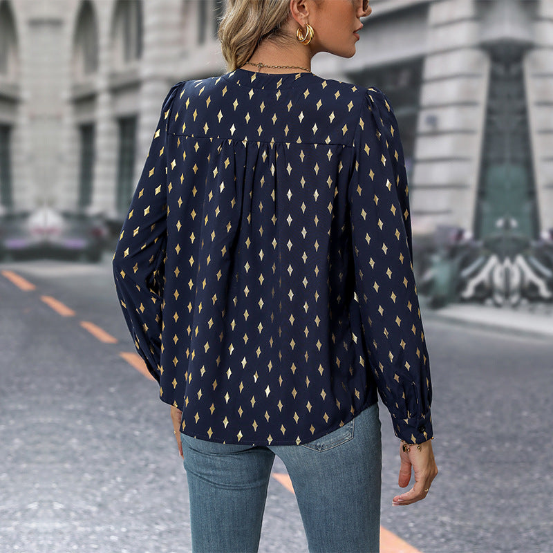 Damen Bluse mit auffälligem Diamantmuster EB