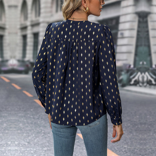 Damen Bluse mit auffälligem Diamantmuster EB
