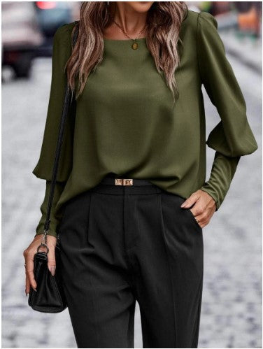 Damen elegante Bluse mit puffärmeligen Details und strukturiertem Stoff EB