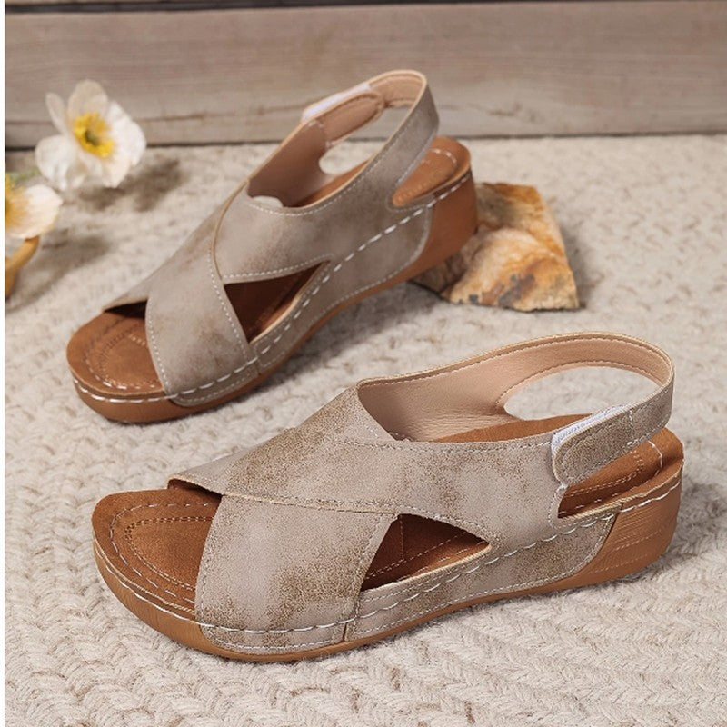Damen Bequeme orthopädische Sandalen mit verstellbarem Fersenriemen EB