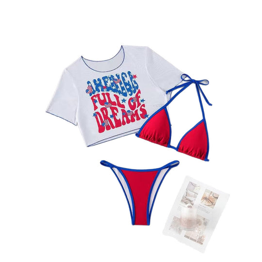 Damen Crop Top und Hochschnitt Bikinihöschen EB