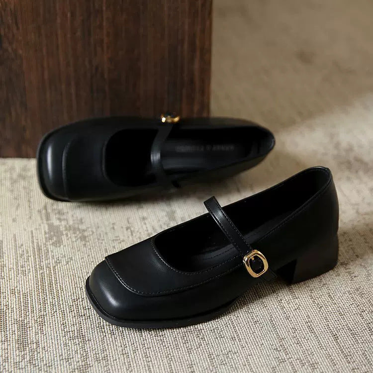 Damen Elegante Mary Janes mit modischem Riemen und komfortablem Blockabsatz EB
