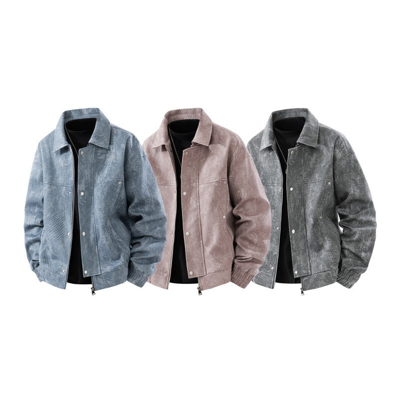 Herren texturierte Canvas-Workerjacke mit Reißverschluss-Front, verdeckter Druckknopfblende und elastischen Bündchen EB