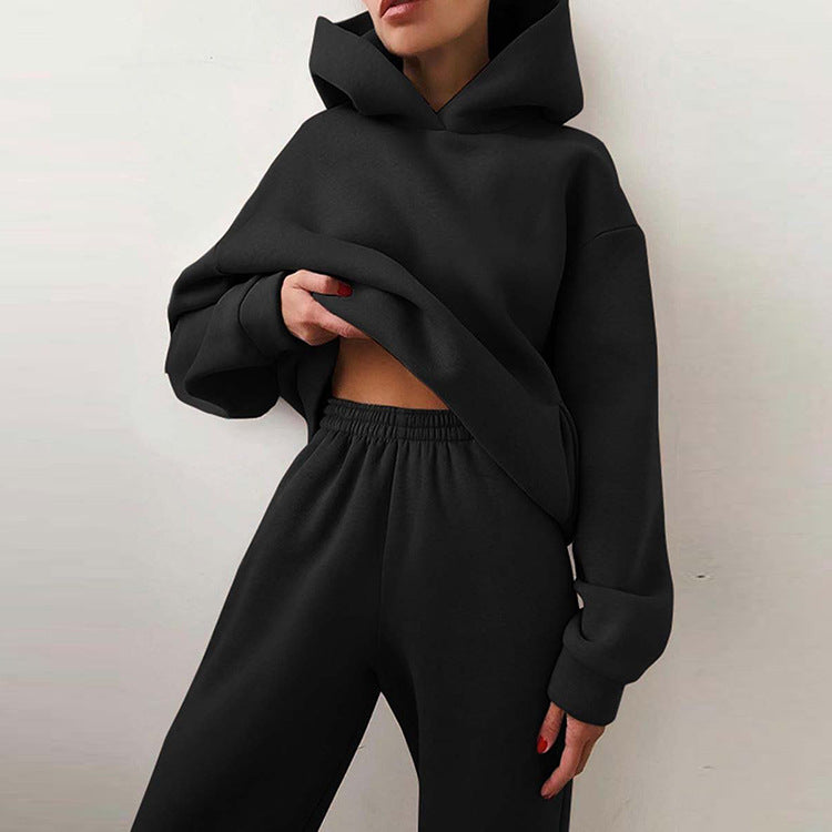 Damen modisches Oversize-Hoodie-Set mit lässigem Schnitt und elastischem Bund EB