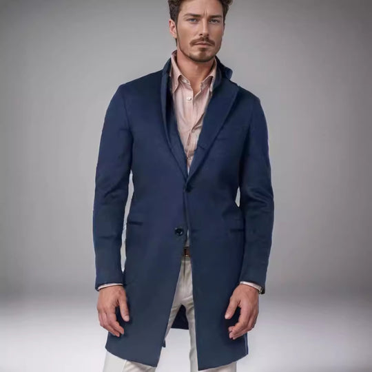 Herren eleganter Langmantel aus weichem Stoff EB