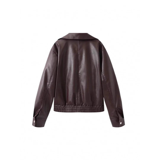 Damen modische Kunstlederjacke mit raffinierter Passform EB