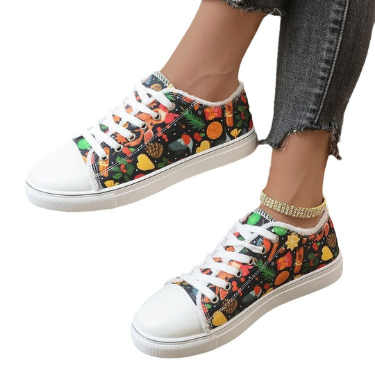 Damen Modische Sneaker mit buntem Print und bequemem Innenfutter EB