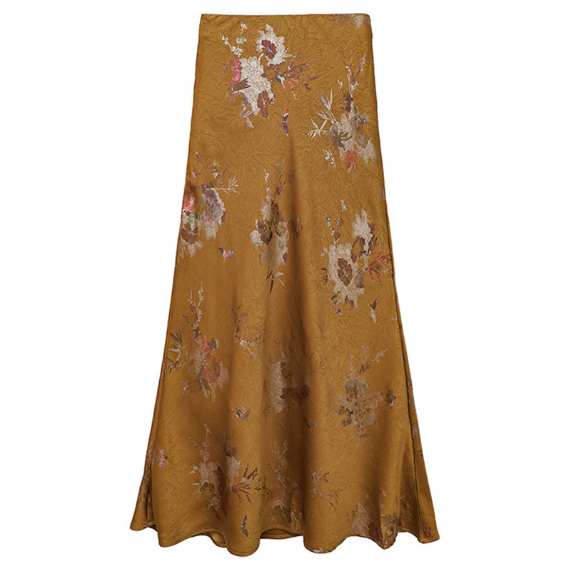 Damen  floraler Bias-Cut Midirock mit seitlichem Schlitz und taillennahem Komfortbund EB